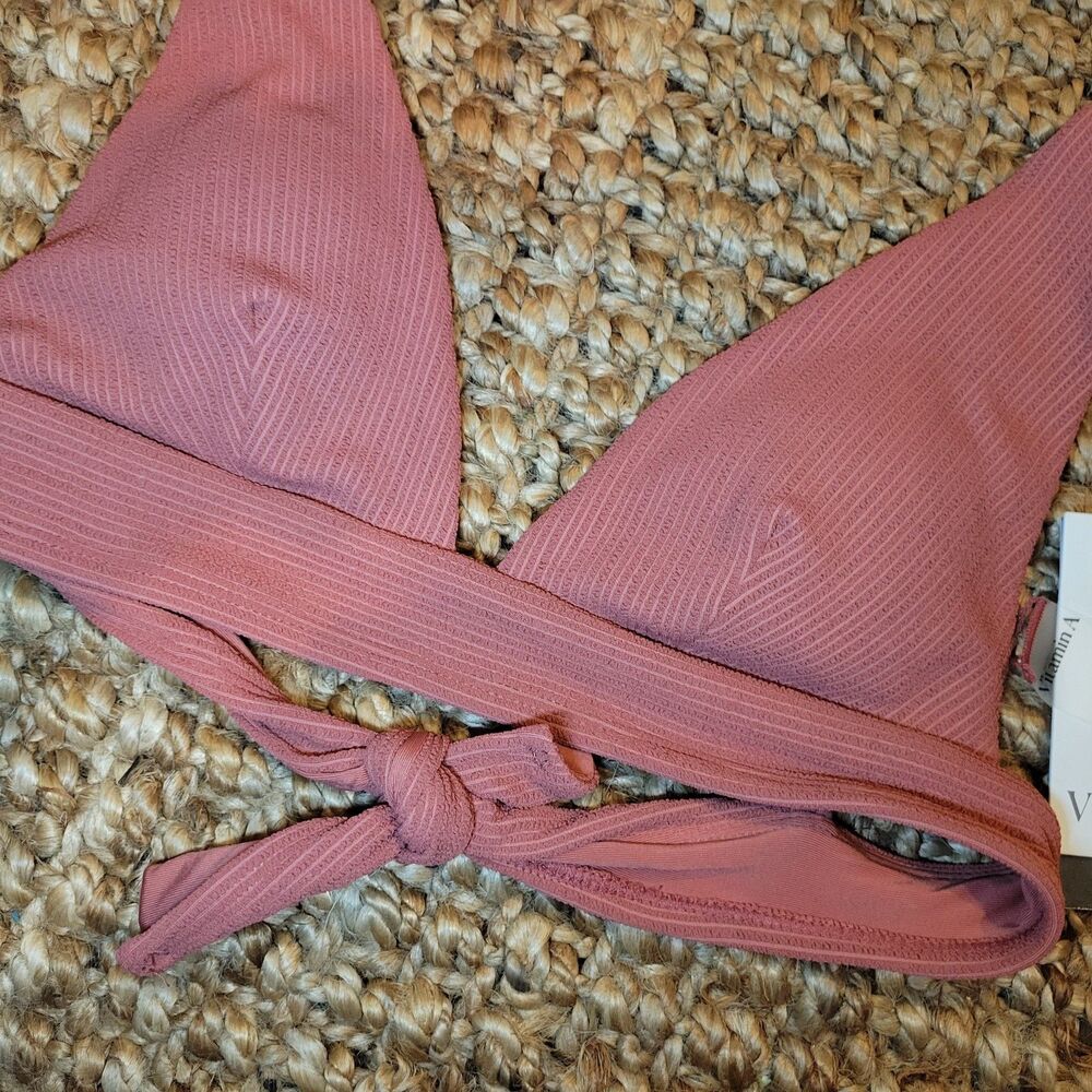 Vitamin A  Swimwear Eco Mauve Terracotta Neutral BIkini Bra Bralette Top Ribbed
